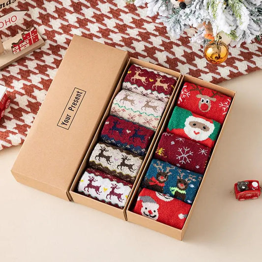 5-Piece Christmas Wool Socks Gift Set